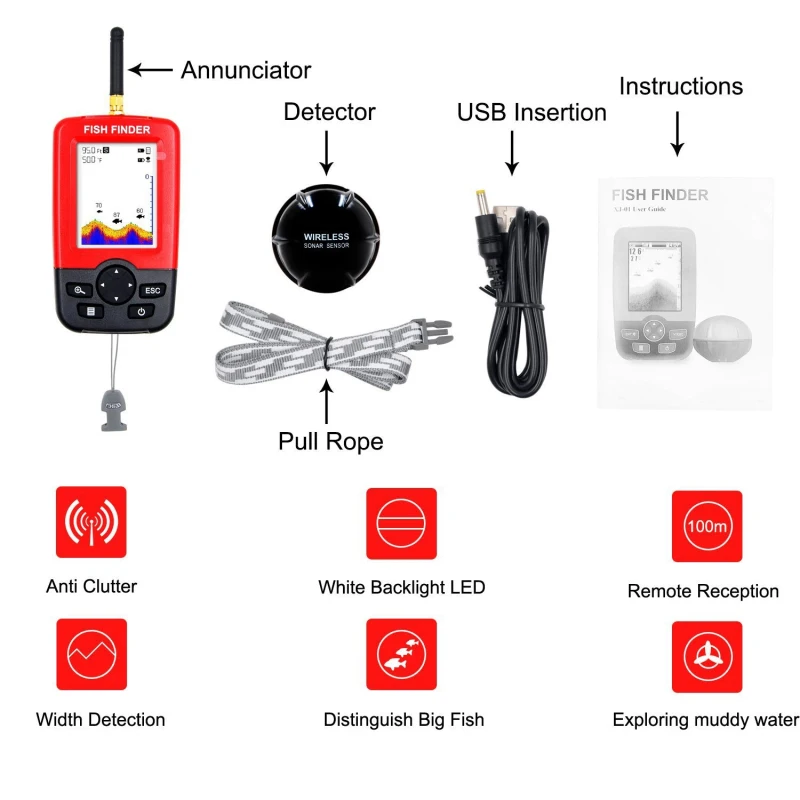 Display Portable fish finder e - Fishing Boat Depth Finder recension och pris