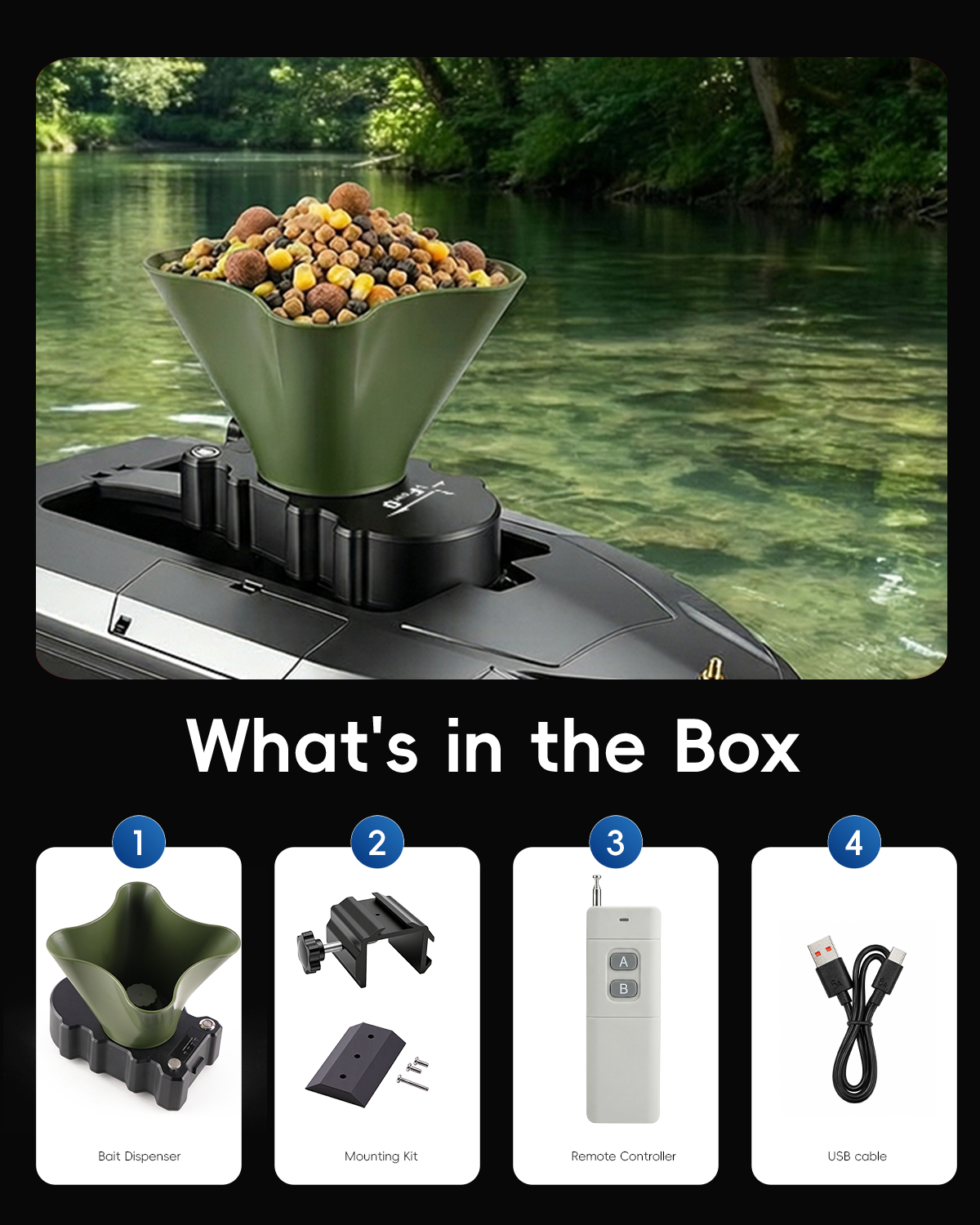 360° Rotating Bait Dispenser & - Fishing Boat Anchor Winch recension och pris