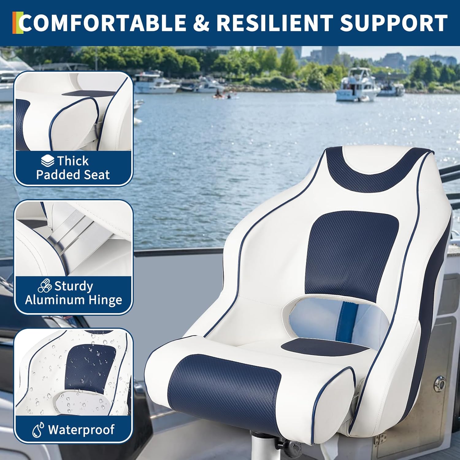 High Back Boat Seat with Flip- - Fishing Boat Aluminum recension och pris